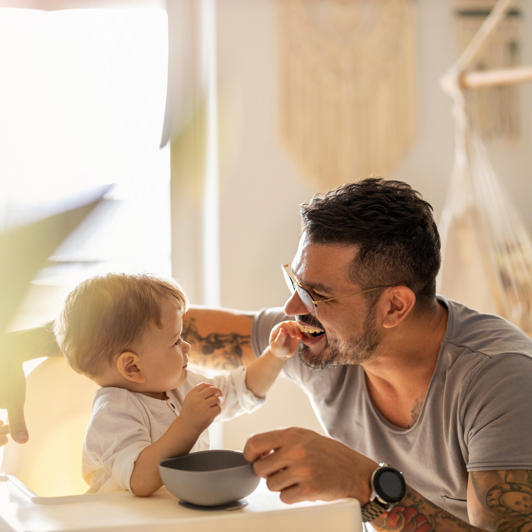 single parent feeding child